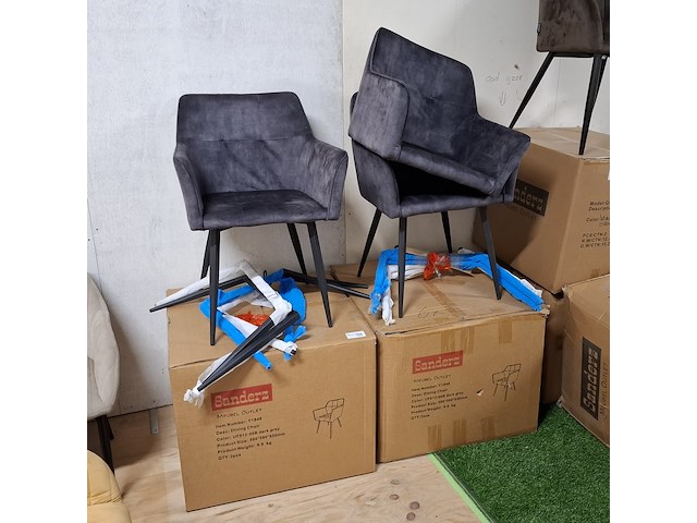 6x eetkamerstoel met armleuning grijs - afbeelding 4 van  4