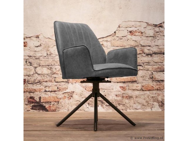 6x eetkamerstoel sting met arm - draaibaar - yacht antraciet - eco leer - afbeelding 8 van  8