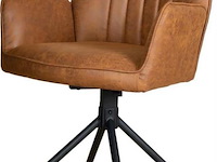 6x eetkamerstoel sting met arm - draaibaar - yacht cognac / bruin - eco leer - afbeelding 2 van  3