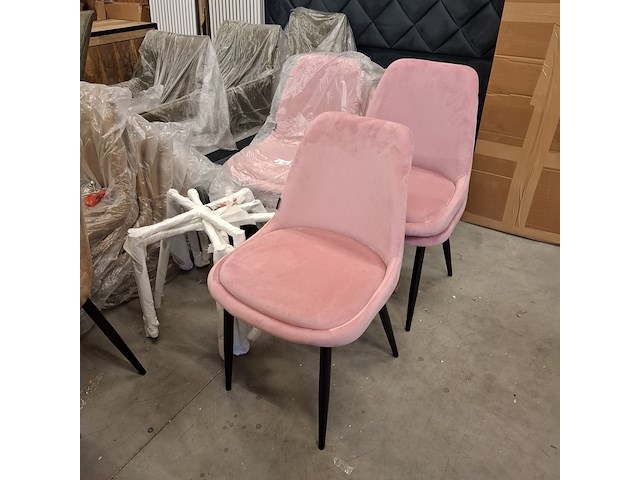 6x eetkamerstoel, velvet roze - afbeelding 4 van  4