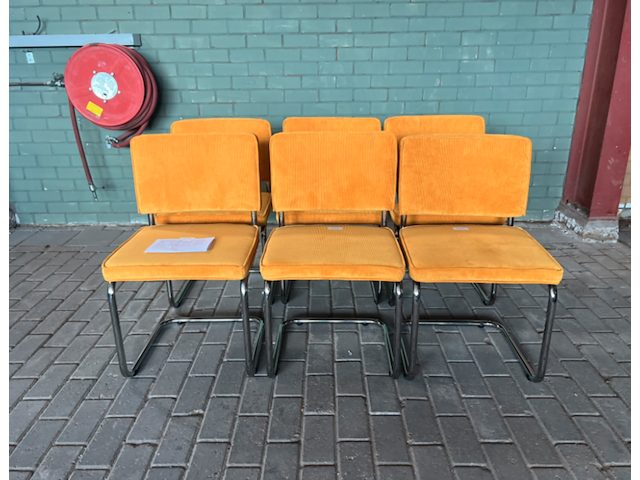 6x eetkamerstoel, zuiver , ridge rib, geel - afbeelding 1 van  4