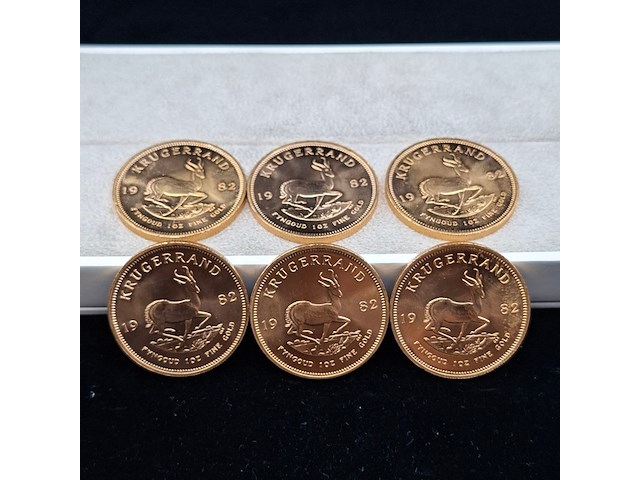 6x gouden munt, south africa, krugerrand, 1982 - afbeelding 1 van  7