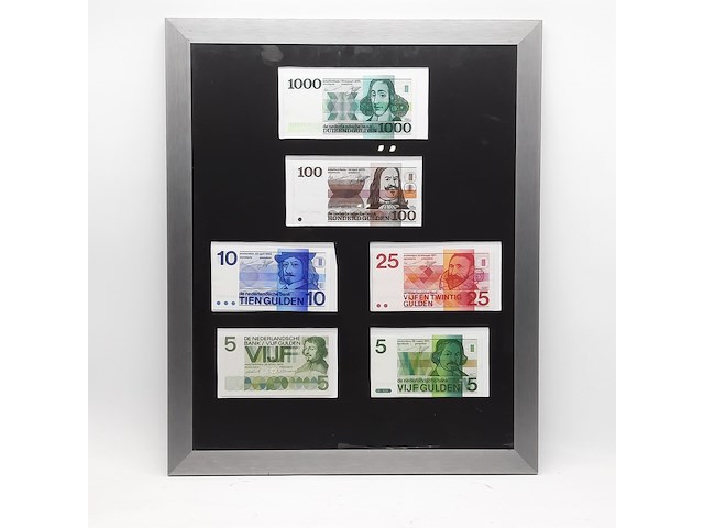 6x guldenbiljet in lijst - afbeelding 1 van  5