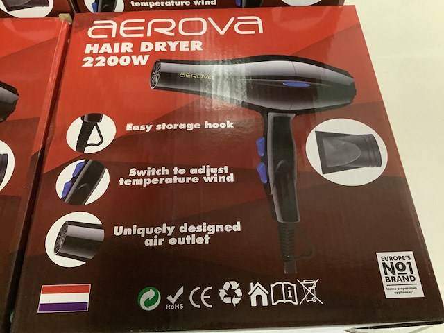 6x haarfohn aerova, zwart - afbeelding 2 van  3