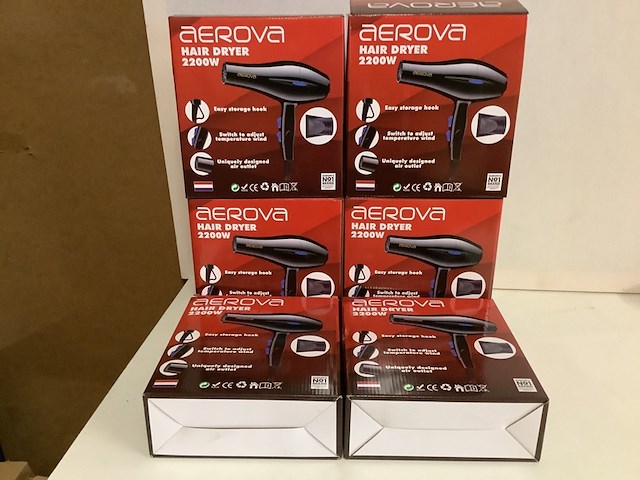6x haarfohn aerova, zwart - afbeelding 1 van  3