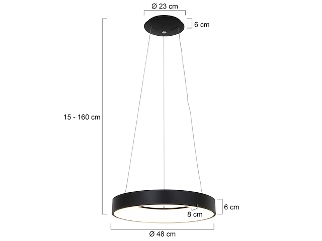 6x hanglamp rond 48cm, steinhauer, ringlede 2695zw, zwart, 2027 - afbeelding 3 van  5