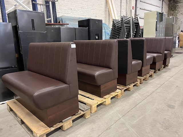 6x horeca bank 120x57x47 cm, bruin - afbeelding 1 van  9