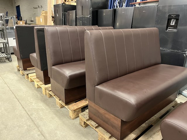 6x horeca bank 120x57x47 cm, bruin - afbeelding 6 van  9