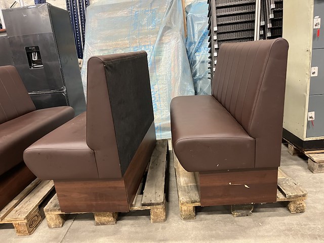 6x horeca bank 120x57x47 cm, bruin - afbeelding 7 van  9