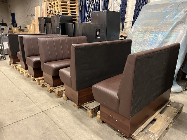 6x horeca bank 120x57x47 cm, bruin - afbeelding 8 van  9