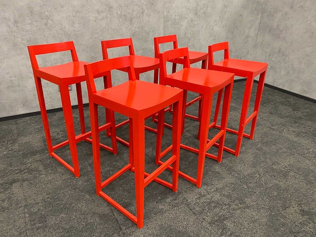 6x houten barkruk rood zh80 - afbeelding 1 van  5