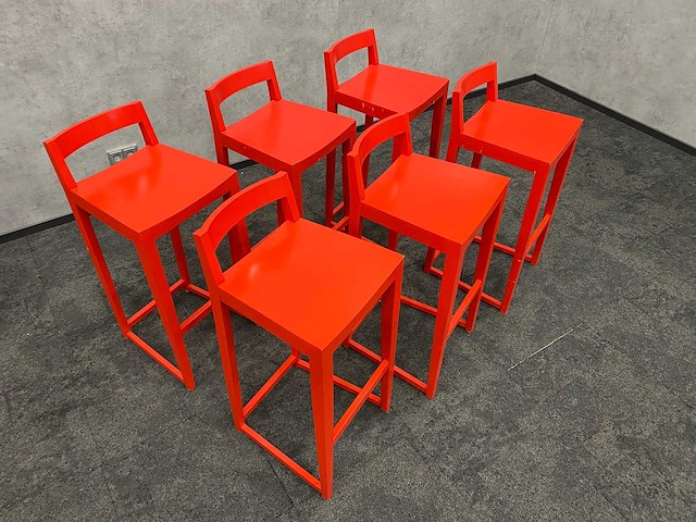 6x houten barkruk rood zh80 - afbeelding 2 van  5