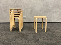 6x houten kruk - afbeelding 1 van  5