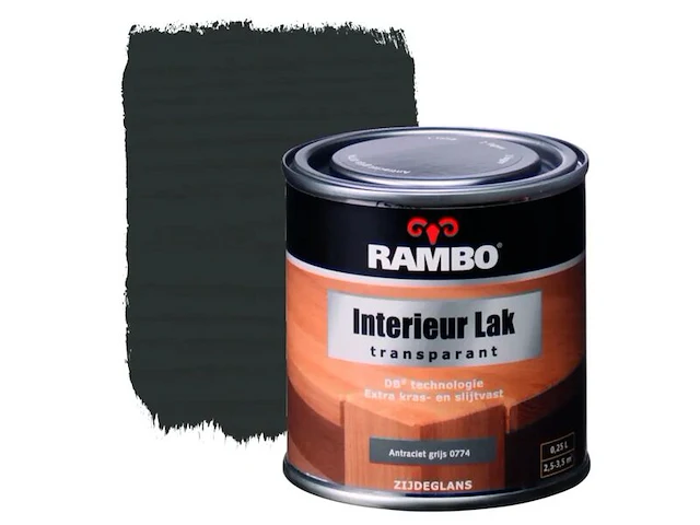 6x interieur lak zijdeglans rambo, antraciet grijs, transparant 250 ml - afbeelding 1 van  2