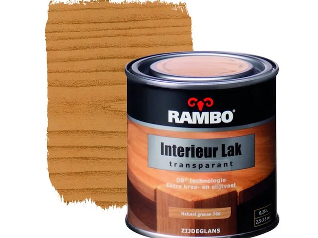 6x interieurlak transparant rambo, naturel grenen, zijdeglans 250 ml - afbeelding 1 van  2