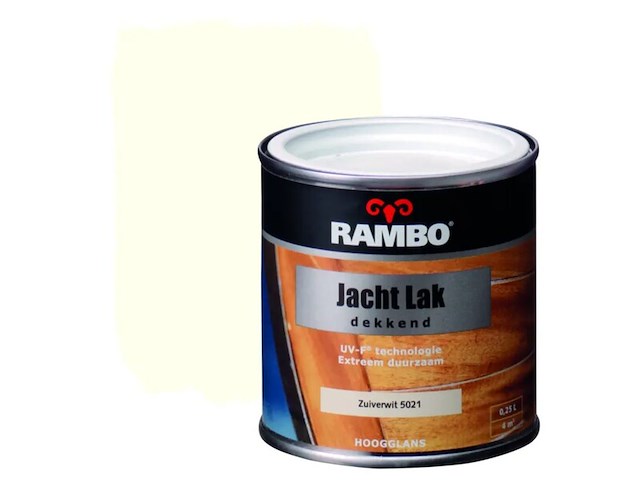 6x jachtlak dekkend hoogglans rambo, zuiverwit, 250 ml - afbeelding 1 van  2