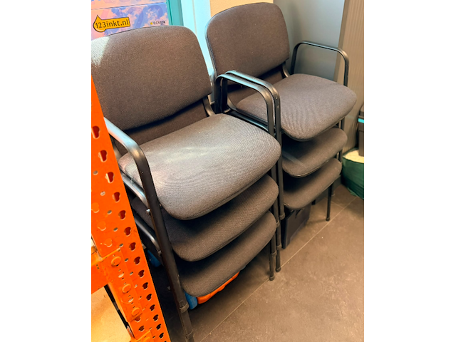 6x kantinestoelen stapelbaar, zwart/grijs - afbeelding 2 van  2