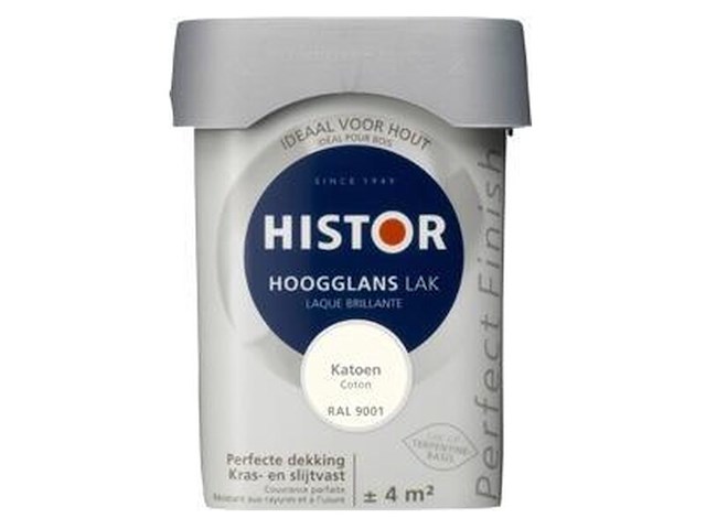 6x lak hoogglans histor, perfect finish, katoen (9001), 0,25 liter - afbeelding 1 van  2