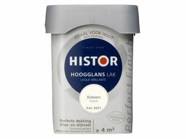 6x lak hoogglans histor, perfect finish, katoen (9001), 0,25 liter - afbeelding 1 van  2