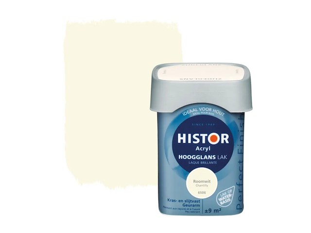 6x lak hoogglans histor, perfect finish, roomwit, 750 ml - afbeelding 1 van  2