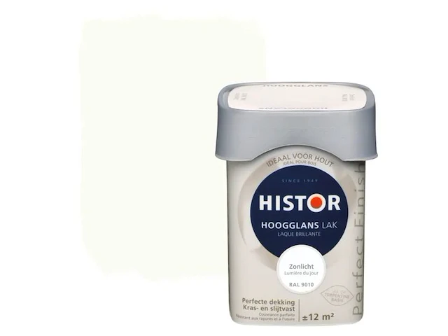 6x lak hoogglans, histor, perfect finish, zonlicht ral 9010, 750 ml - afbeelding 1 van  2