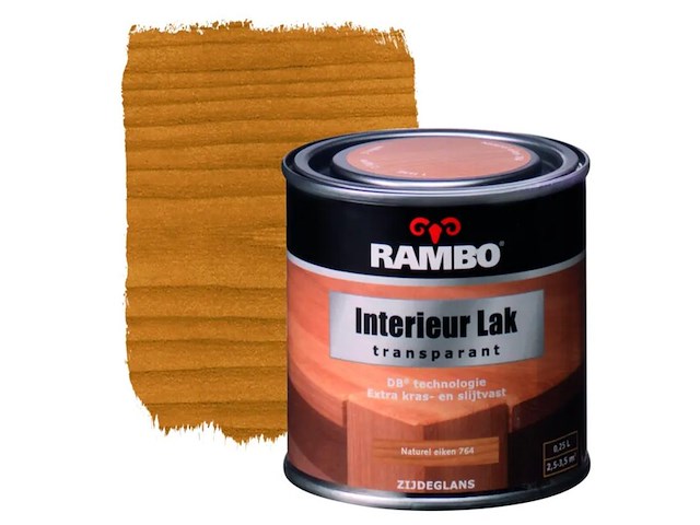 6x lak zijdeglans rambo, interieur, naturel eiken, transparant 250 ml - afbeelding 1 van  2