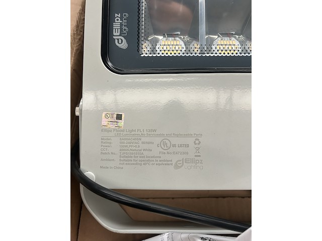 6x led flood light/bouwlamp fl1 135w 4000k ellipz lighting - afbeelding 2 van  4
