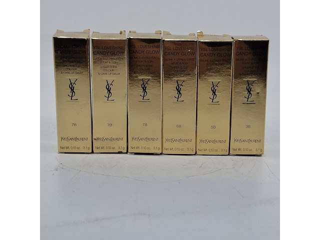6x lippenstift, yves saint laurent, candy glow - afbeelding 1 van  10