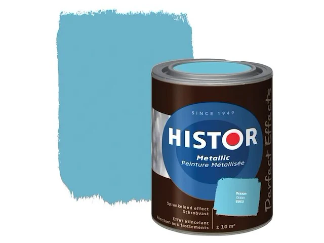 6x muurverf, histor, perfect effect, metallic oceaan, 1 l - afbeelding 1 van  2