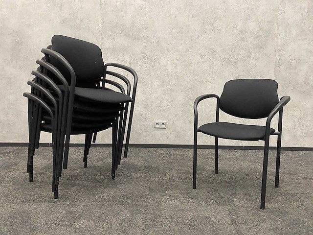 6x nestelbare vergaderstoel zwart - afbeelding 6 van  6