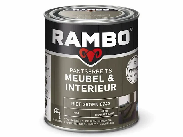6x pantserbeits meubel interieur mat, rambo, vintage, riet groen, 750 ml - afbeelding 2 van  2