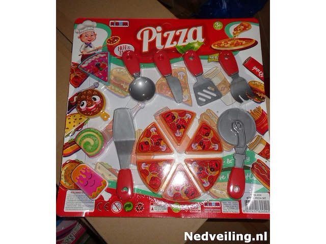 6x pizza speelset op grote kaart - afbeelding 1 van  3