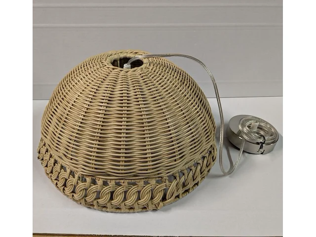 6x rieten hanglamp, lumineo, rond, 35 x 18 cm - afbeelding 1 van  2