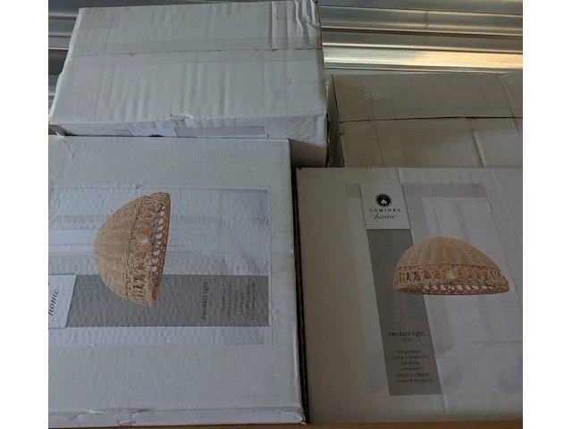 6x rieten hanglamp, lumineo, rond, 35 x 18 cm - afbeelding 2 van  2