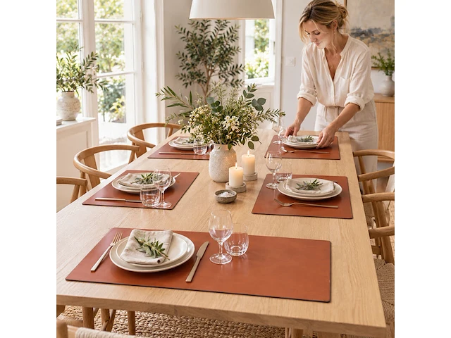 6x served with style leren placemats, camel - afbeelding 5 van  5
