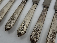 6x set vintage antieke messen met zilveren handvat, zilver - afbeelding 3 van  5