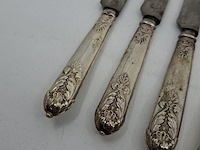 6x set vintage antieke messen met zilveren handvat, zilver - afbeelding 4 van  5