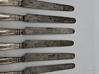 6x set vintage antieke messen met zilveren handvat, zilver - afbeelding 5 van  5