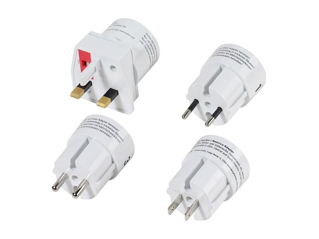 6x universele reisadapter met vier stopcontacten vivanco, wit - afbeelding 2 van  2
