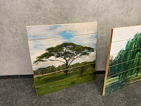 6x wanddecoratie - boom afgedrukt op hout - afbeelding 3 van  10