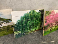 6x wanddecoratie - boom afgedrukt op hout - afbeelding 4 van  10