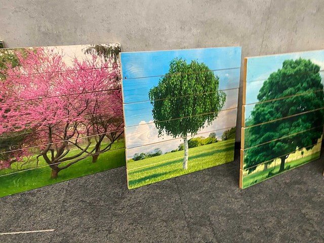 6x wanddecoratie - boom afgedrukt op hout - afbeelding 6 van  10