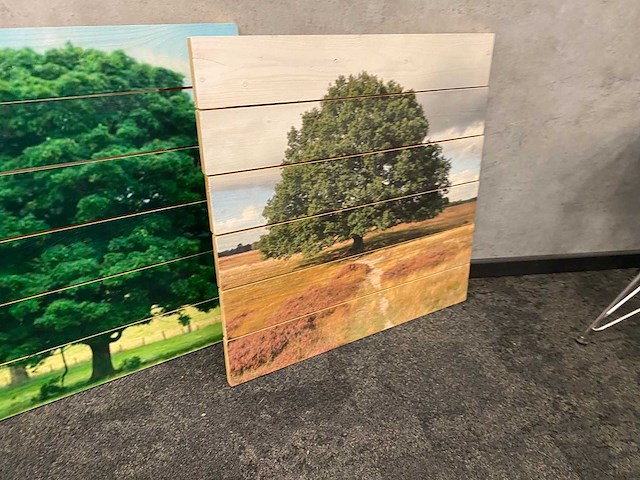 6x wanddecoratie - boom afgedrukt op hout - afbeelding 8 van  10