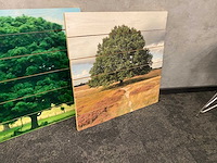 6x wanddecoratie - boom afgedrukt op hout - afbeelding 8 van  10