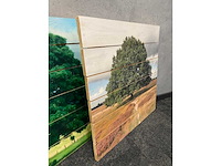 6x wanddecoratie - boom afgedrukt op hout - afbeelding 9 van  10