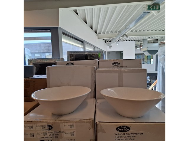 6x waskom best design, taps, glans wit - afbeelding 1 van  6