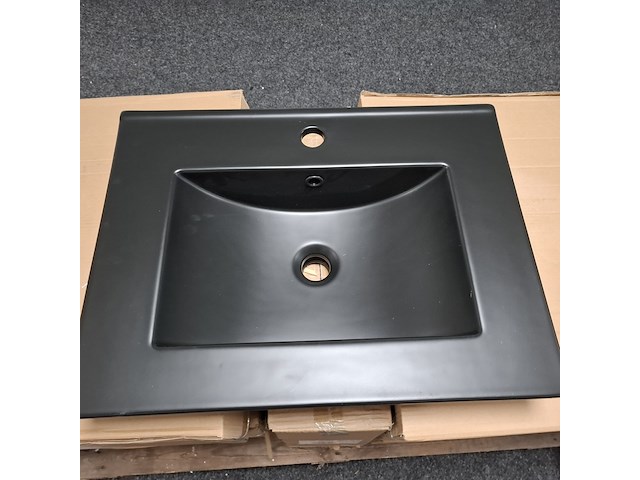 6x wastafel, allibert, plane ceram, mat zwart - afbeelding 3 van  6