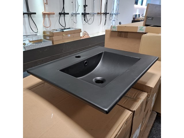 6x wastafel, allibert, plane ceram, mat zwart - afbeelding 5 van  6