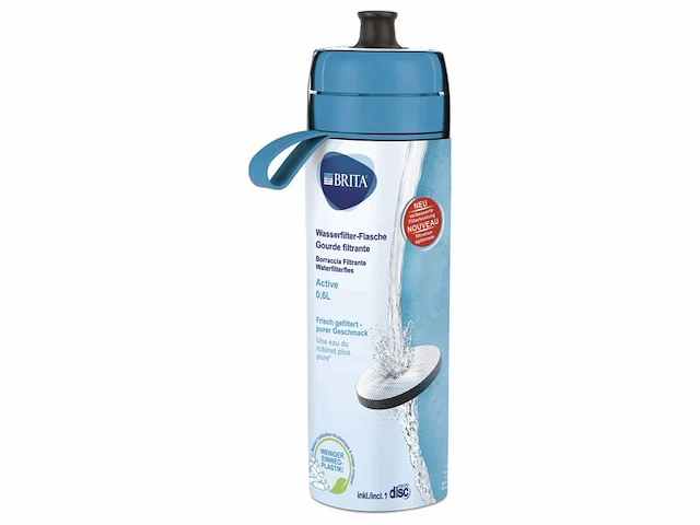 6x waterfilterfles, brita, fill&go active blue, blauw - afbeelding 2 van  3