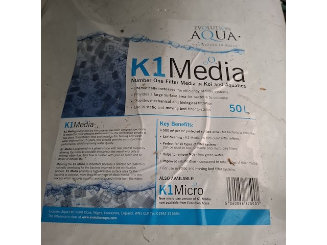 6x zak a 50l filter materiaal, evolution aqua, k1 media - afbeelding 3 van  3